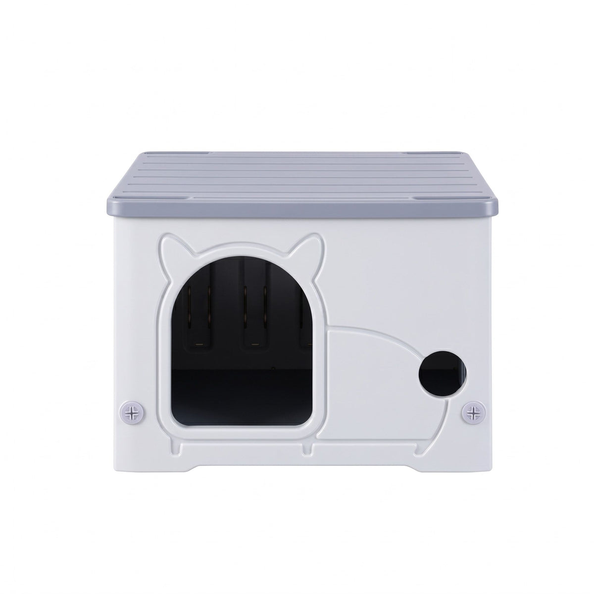i.Pet Cat House Enclosed Shelter Stackable Bench Box Outdoor Indoor Grey