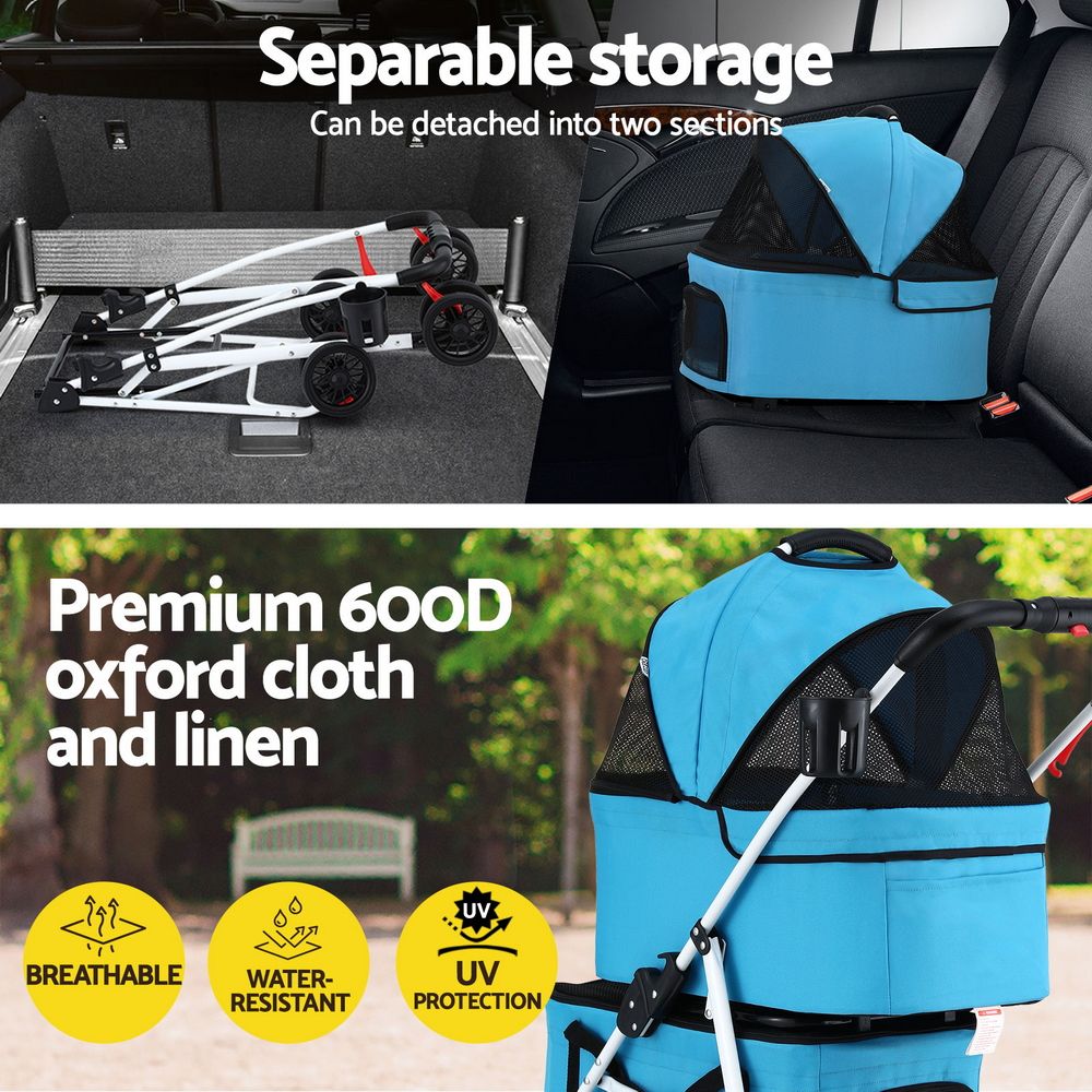 i.Pet 2-Tier Pet Stroller 25kg Capacity & 400pcs Training Pads Combo