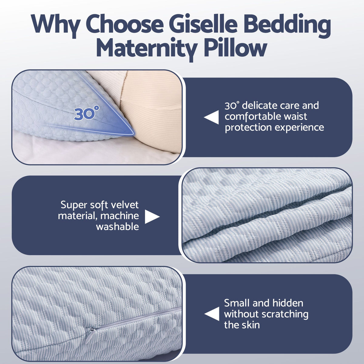 Giselle Bedding Cooling Pillow Adjustable Maternity Pillow for Sleeping Blue