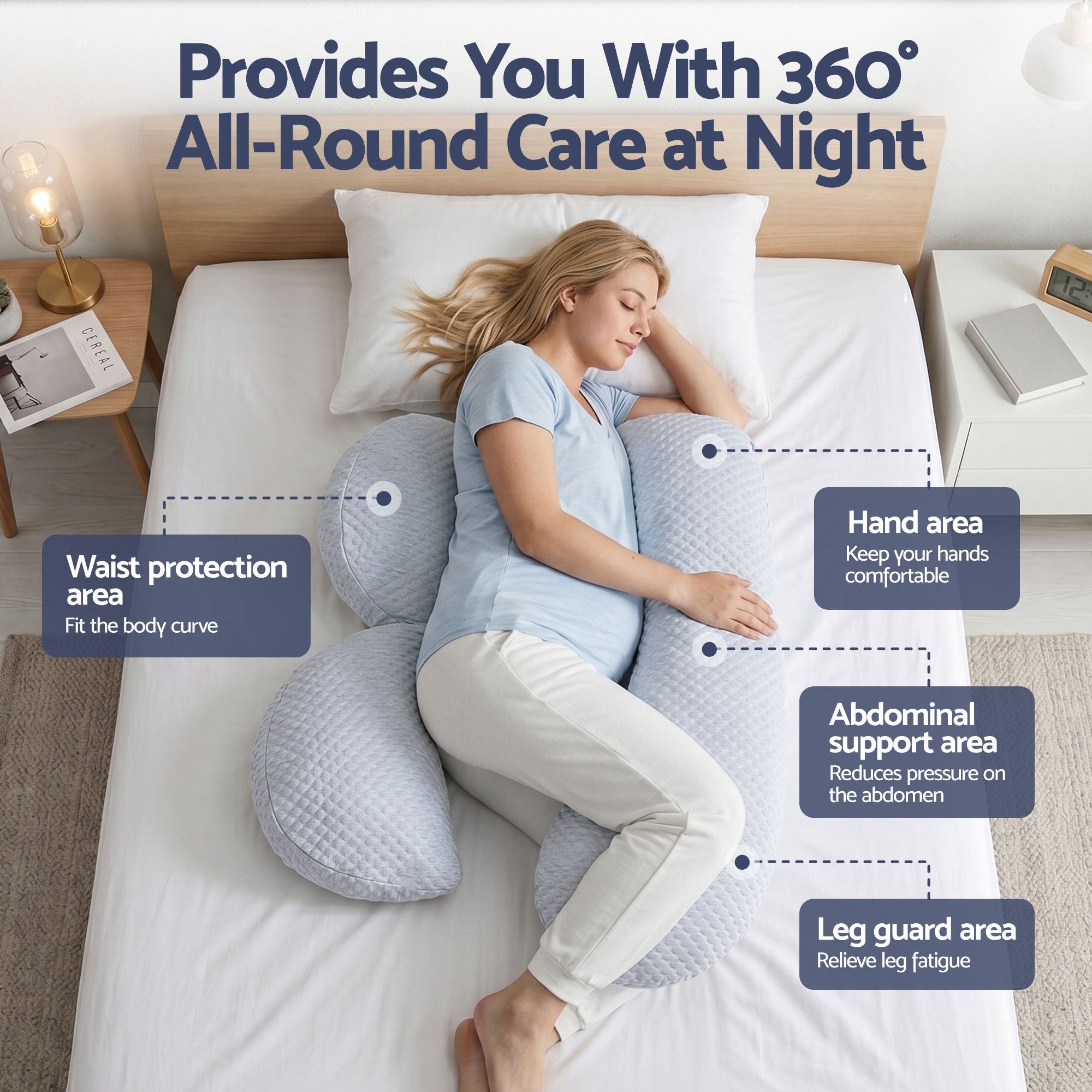 Giselle Bedding Cooling Pillow Adjustable Maternity Pillow for Sleeping Blue