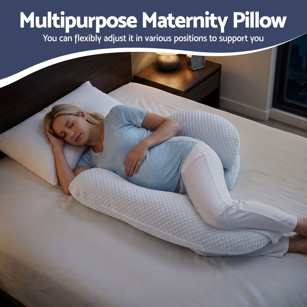 Giselle Bedding Cooling Pillow Adjustable Maternity Pillow for Sleeping Blue