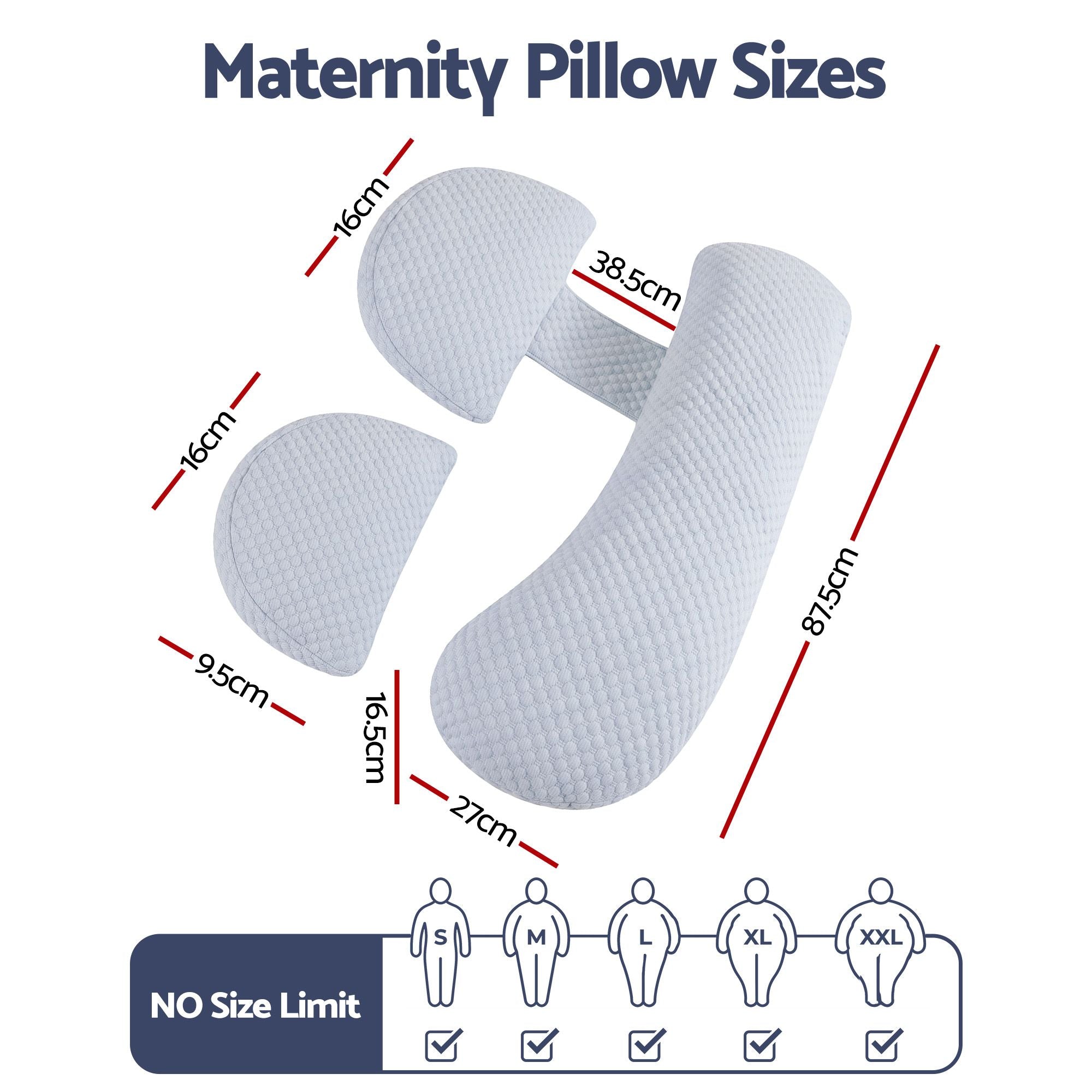 Giselle Bedding Cooling Pillow Adjustable Maternity Pillow for Sleeping Blue