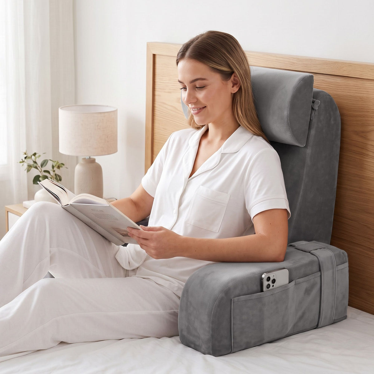 Giselle Reading Pillow For Bed With Non-Sag Solid Memory Foam and Washable Cover