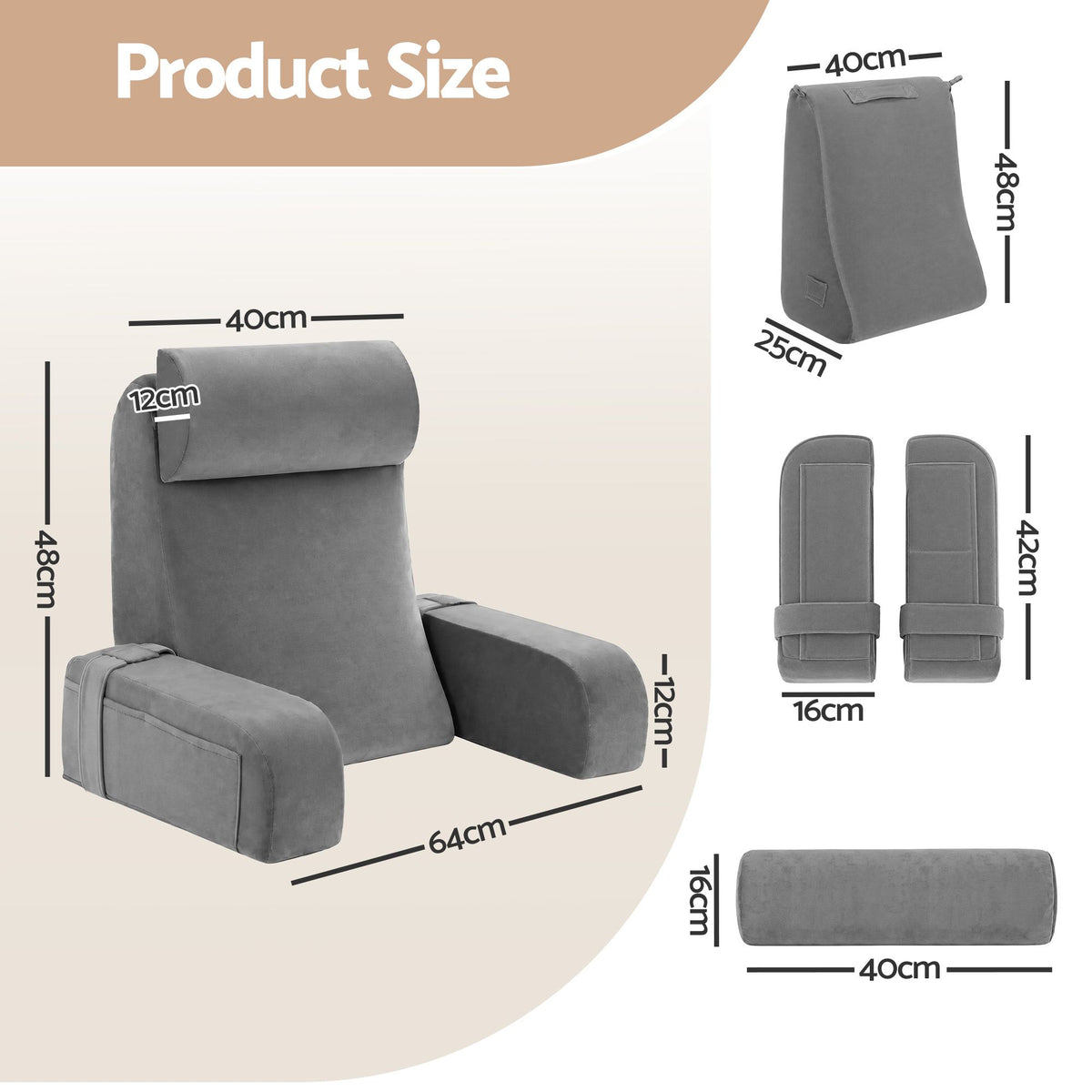 Giselle Reading Pillow For Bed With Non-Sag Solid Memory Foam and Washable Cover