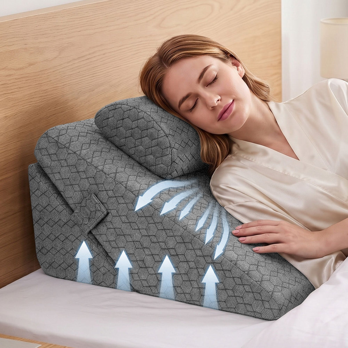 Giselle Bed Wedge Pillow for Headboard Triangle Pillow for Reading and Sleeping