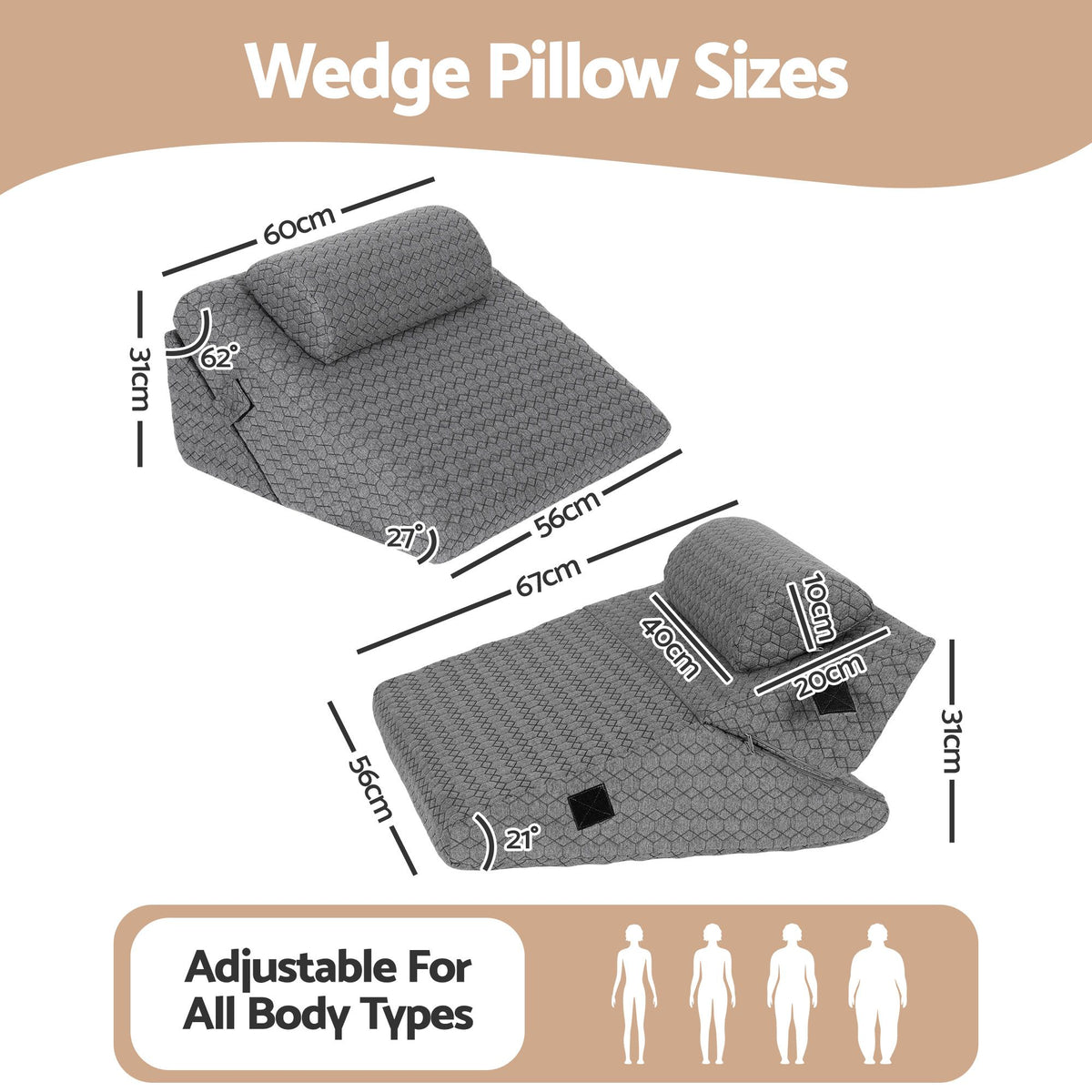 Giselle Bed Wedge Pillow for Headboard Triangle Pillow for Reading and Sleeping