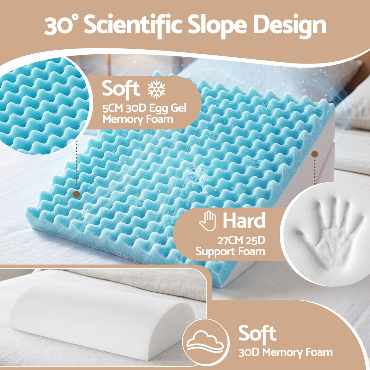 Giselle Bed Wedge Pillow for Headboard Triangle Pillow for Reading and Sleeping