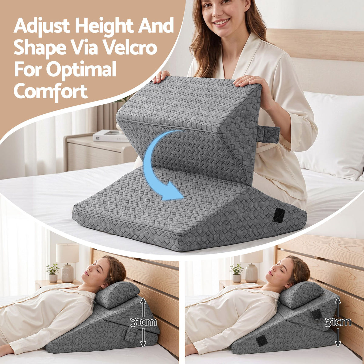 Giselle Bed Wedge Pillow for Headboard Triangle Pillow for Reading and Sleeping