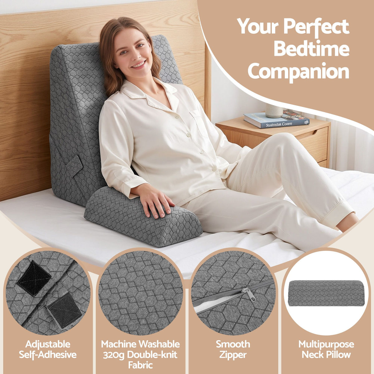 Giselle Bed Wedge Pillow for Headboard Triangle Pillow for Reading and Sleeping