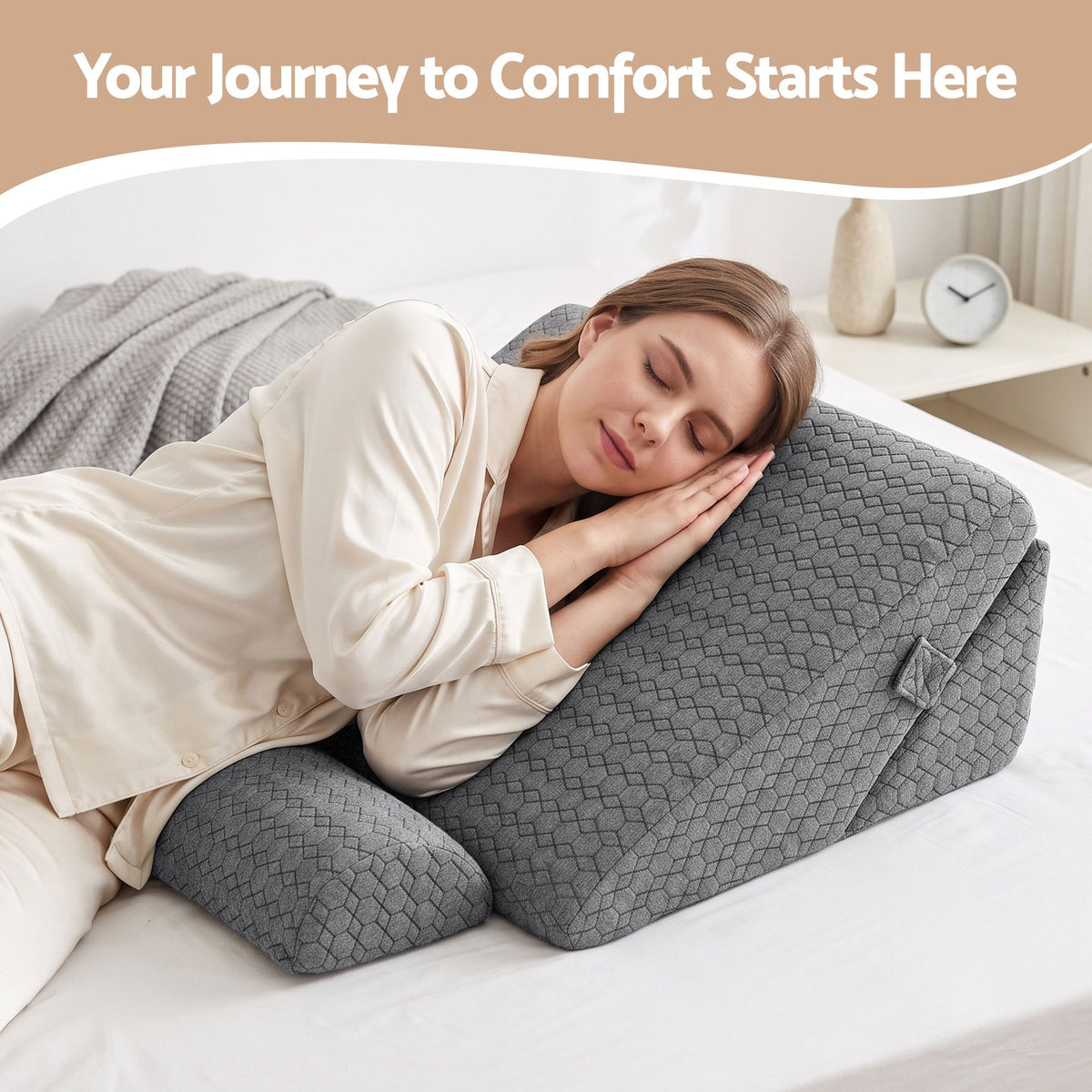 Giselle Bed Wedge Pillow for Headboard Triangle Pillow for Reading and Sleeping