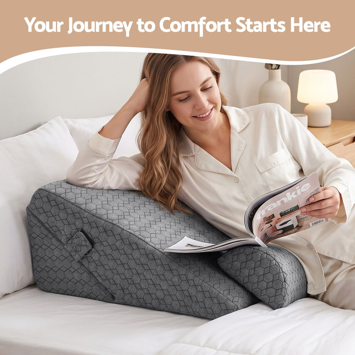 Giselle Bed Wedge Pillow for Headboard Triangle Pillow for Reading and Sleeping
