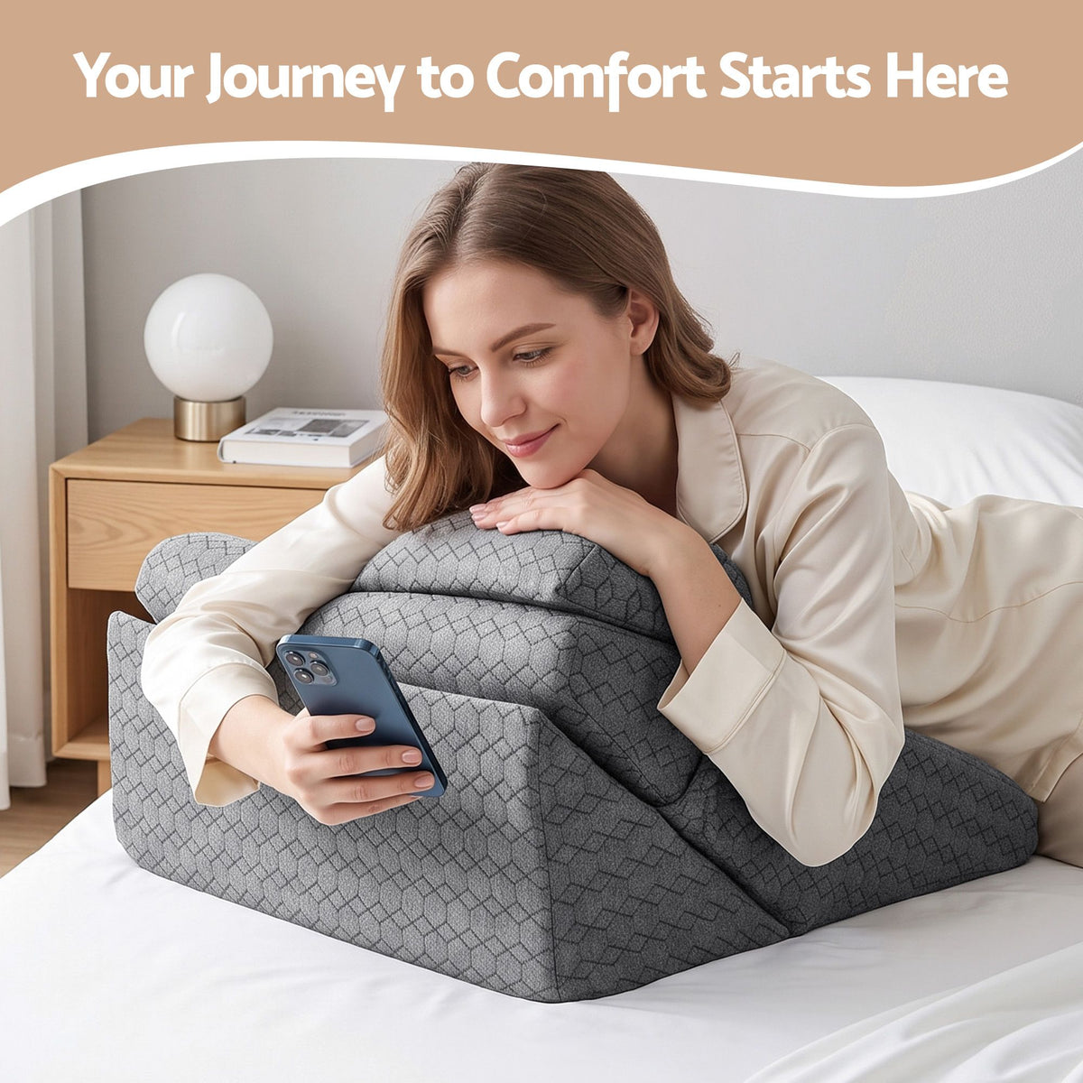 Giselle Bed Wedge Pillow for Headboard Triangle Pillow for Reading and Sleeping