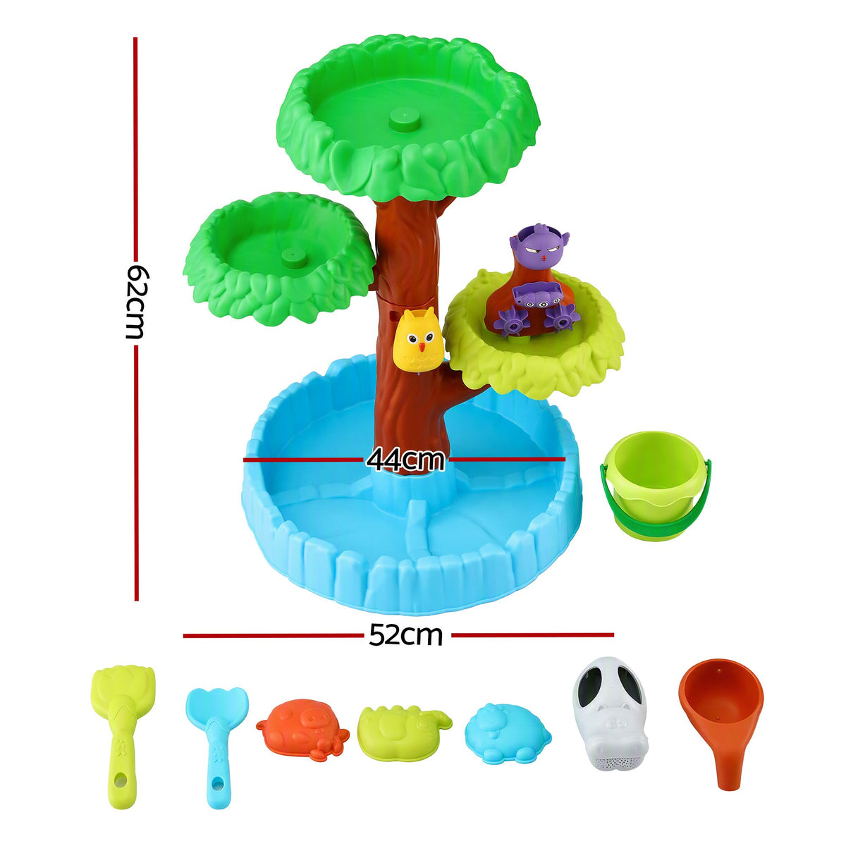 Keezi 62cm Kids Tree Water Table Sandpit Play Set with Shovels Molds Sand Toy