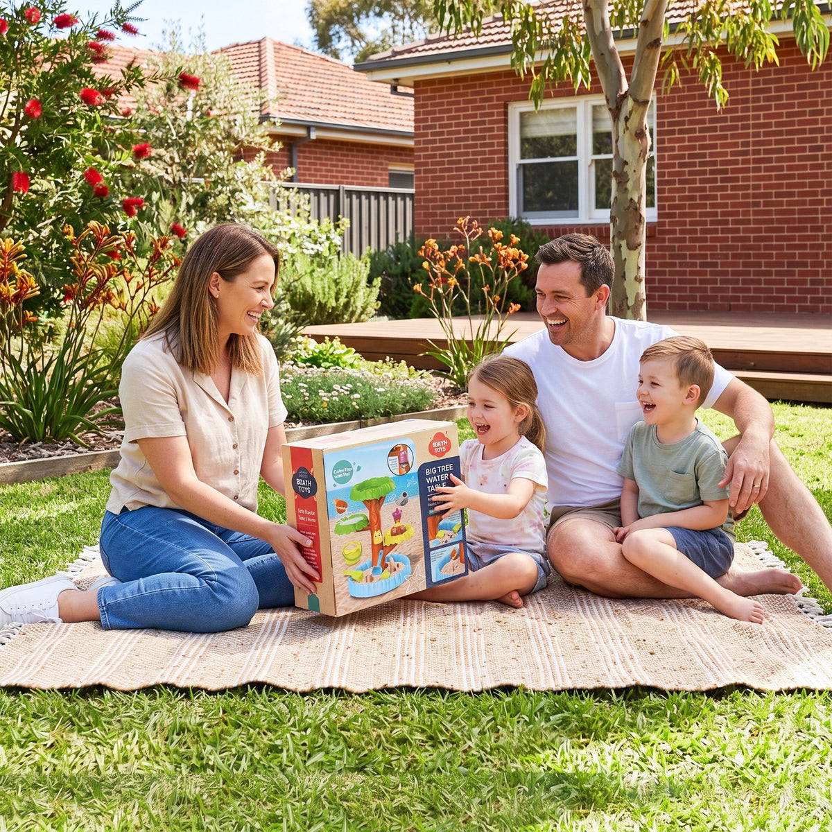 Keezi 62cm Kids Tree Water Table Sandpit Play Set with Shovels Molds Sand Toy