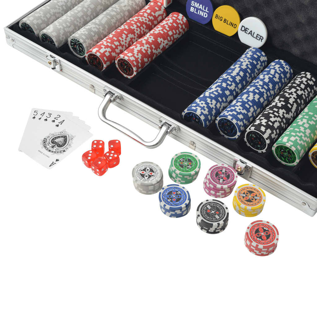 Poker Set 500 Laser Chips Aluminium Case Casino Game Night Silver