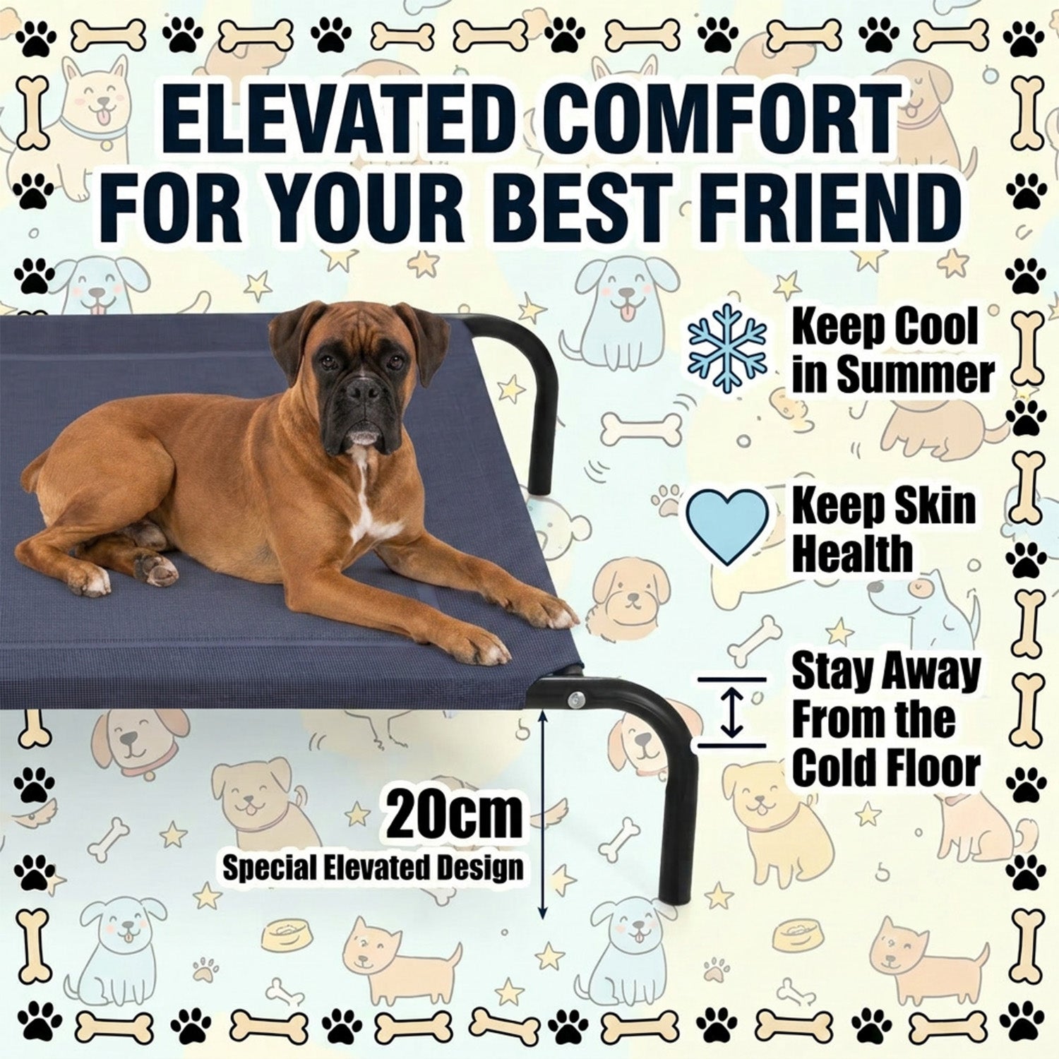 Elevated Pet Bed for Large Dogs Cot for Indoor and Outdoor Home Furniture