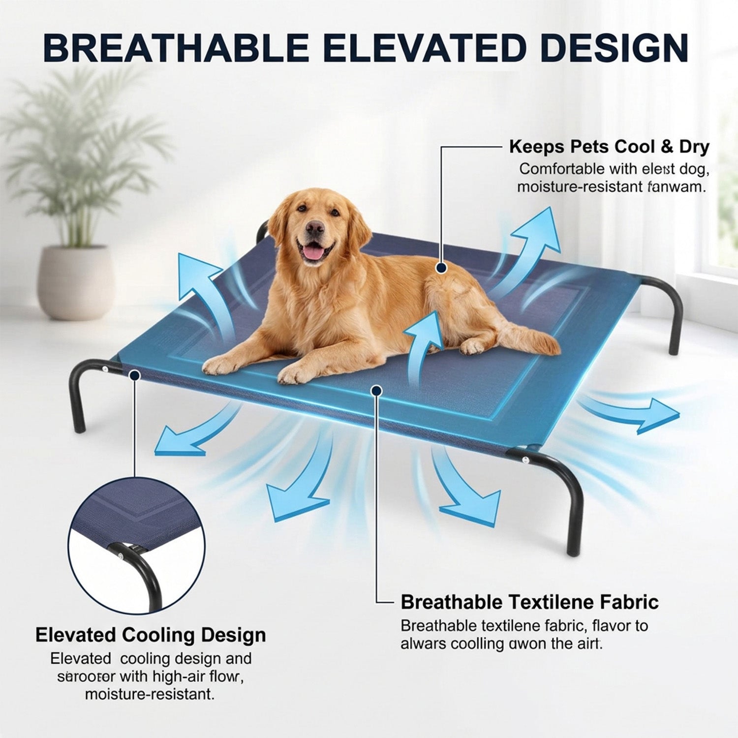 Elevated Pet Bed for Large Dogs Cot for Indoor and Outdoor Home Furniture