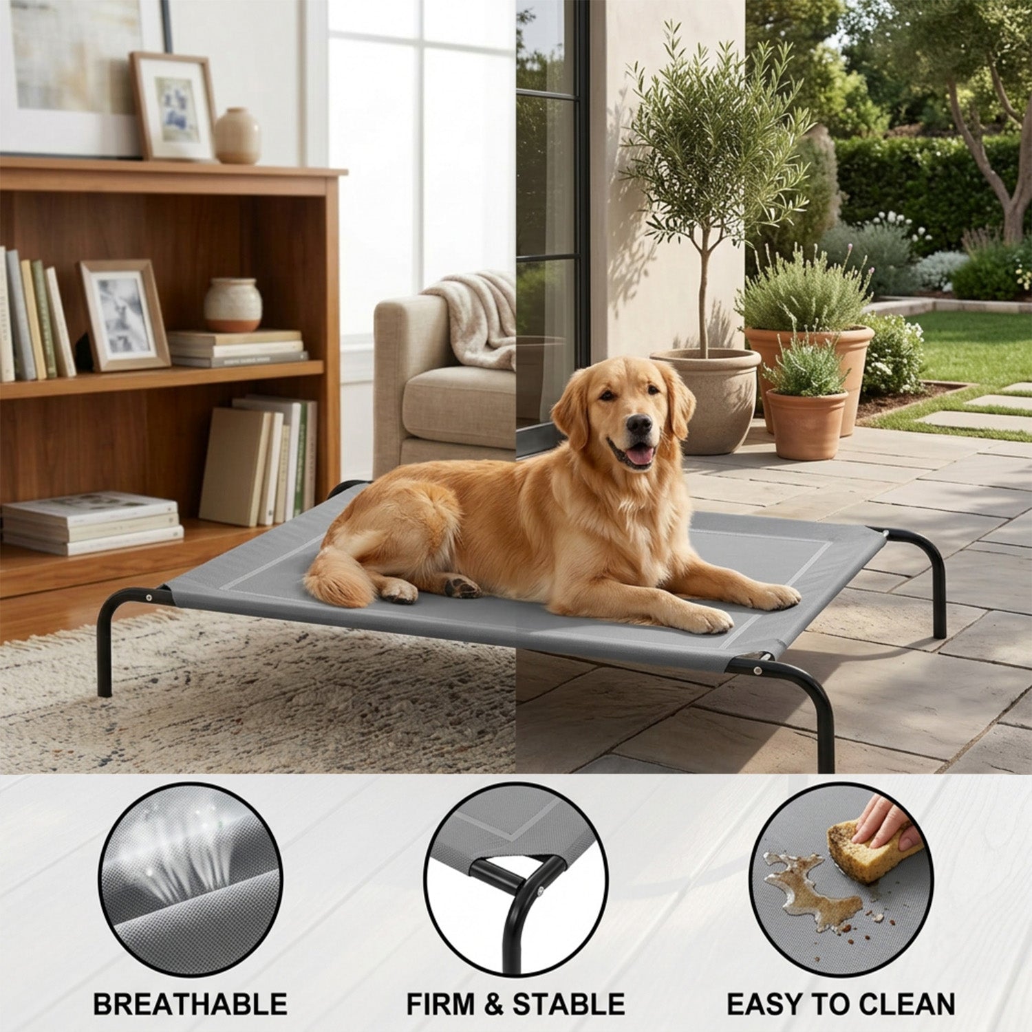 Elevated Pet Bed for Large Dogs Cot for Indoor and Outdoor Home Furniture