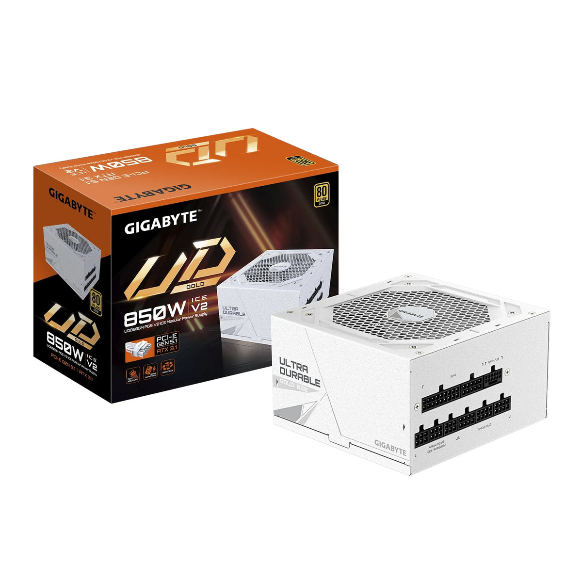Gigabyte 850W ATX PSU Power Supply 80 Plus Gold 120mm Hydraulic Bearing Fan Active PFC ATX 12V Flat Black Cables