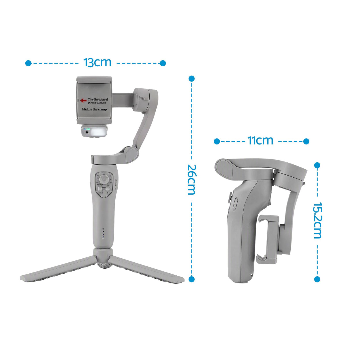 Devanti 3-Axis Gimbal Stabilizer for Smartphone & Tripod AI Tracking Fill Light
