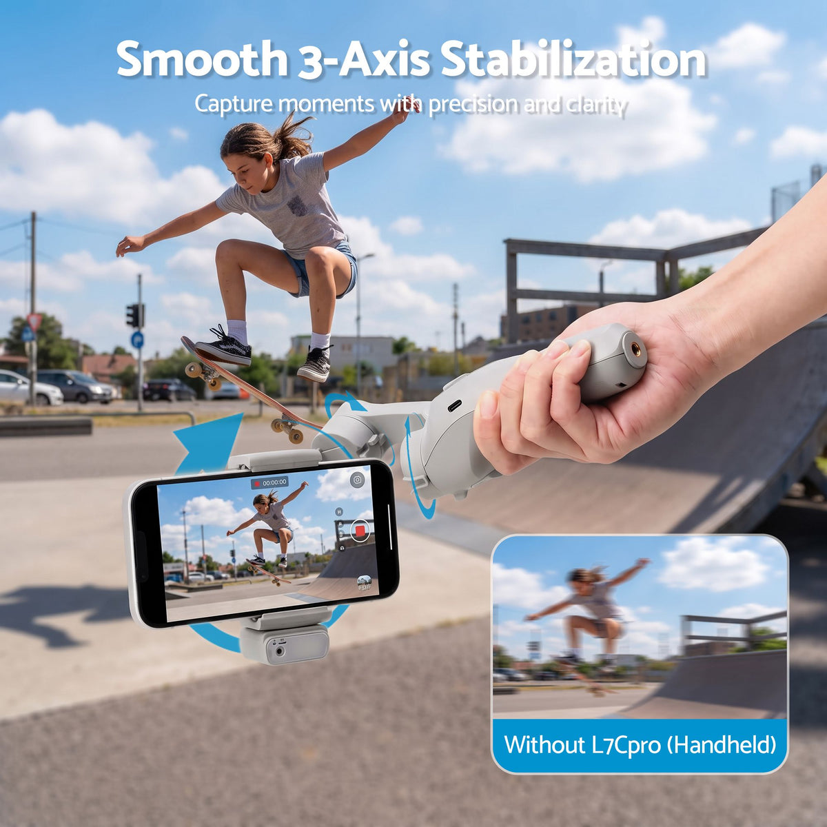 Devanti 3-Axis Gimbal Stabilizer for Smartphone & Tripod AI Tracking Fill Light