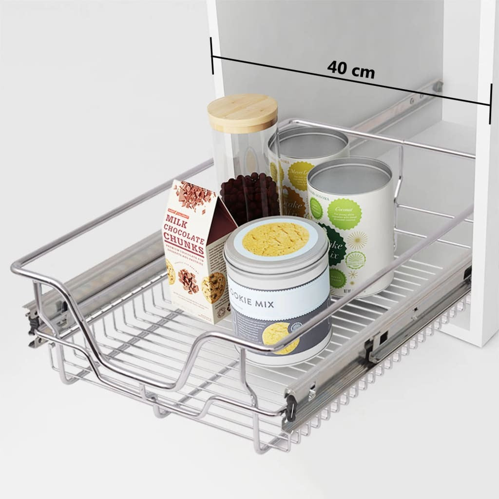 Pull-Out Wire Baskets 2 pcs Silver 400 mm