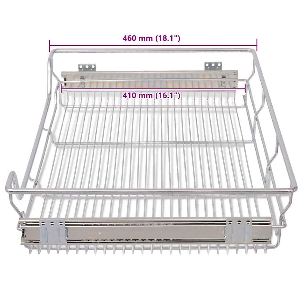 Pull-Out Wire Baskets 2 pcs 800mm Kitchen Cabinet Drawer Chrome Steel Silver