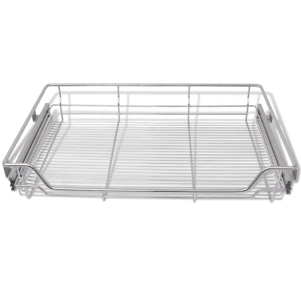 Pull-Out Wire Baskets 2 pcs 800mm Kitchen Cabinet Drawer Chrome Steel Silver
