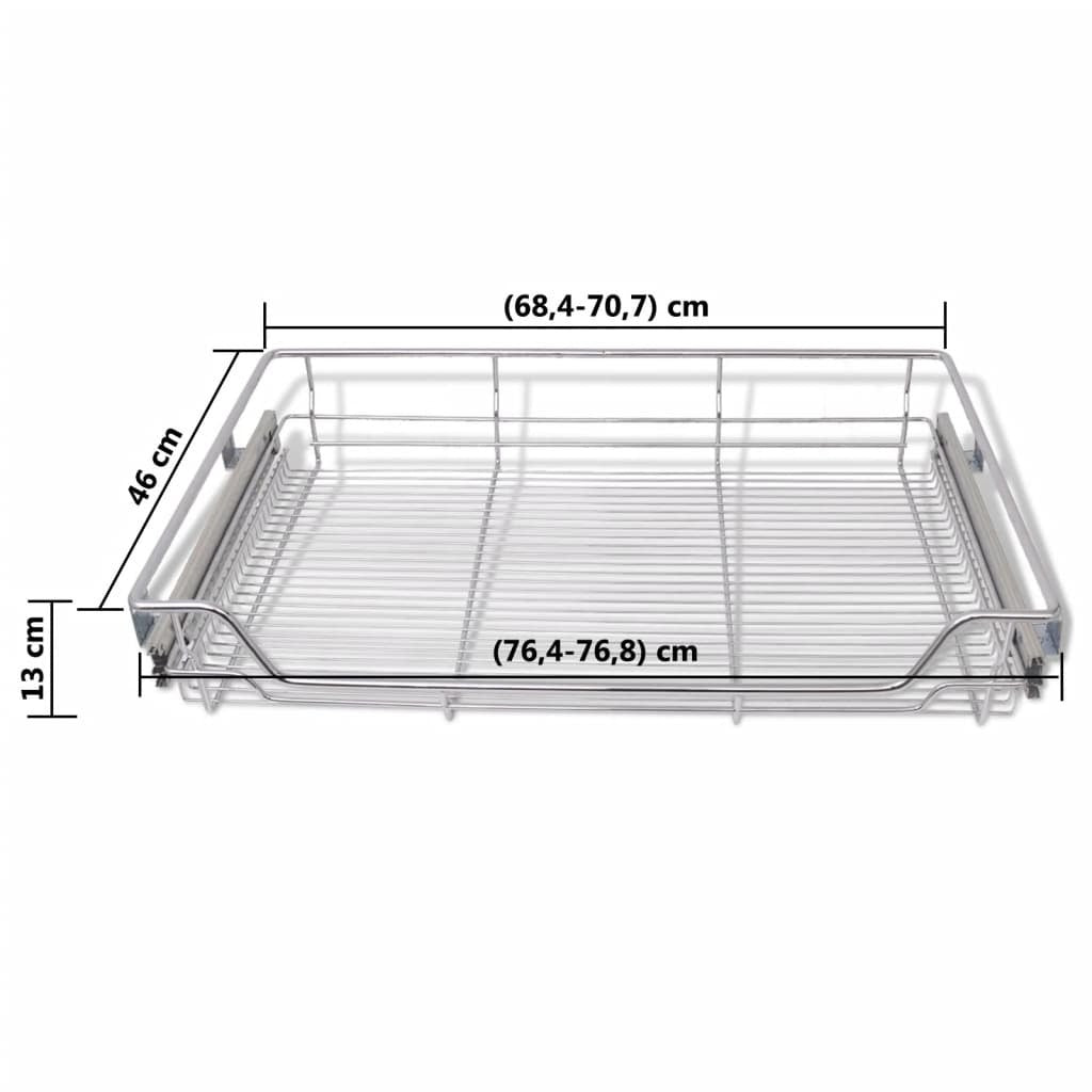 Pull-Out Wire Baskets 2 pcs 800mm Kitchen Cabinet Drawer Chrome Steel Silver