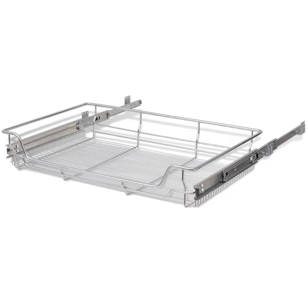 Pull-Out Wire Baskets 2 pcs 800mm Kitchen Cabinet Drawer Chrome Steel Silver