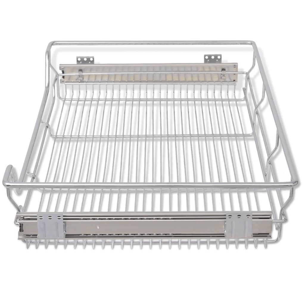 Pull-Out Wire Baskets 2 pcs 800mm Kitchen Cabinet Drawer Chrome Steel Silver