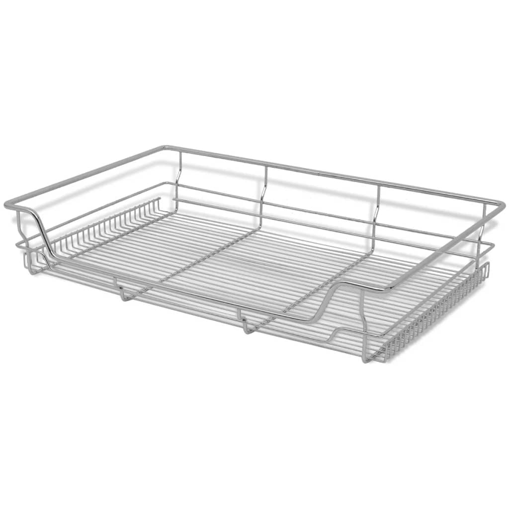 Pull-Out Wire Baskets 2 pcs 800mm Kitchen Cabinet Drawer Chrome Steel Silver