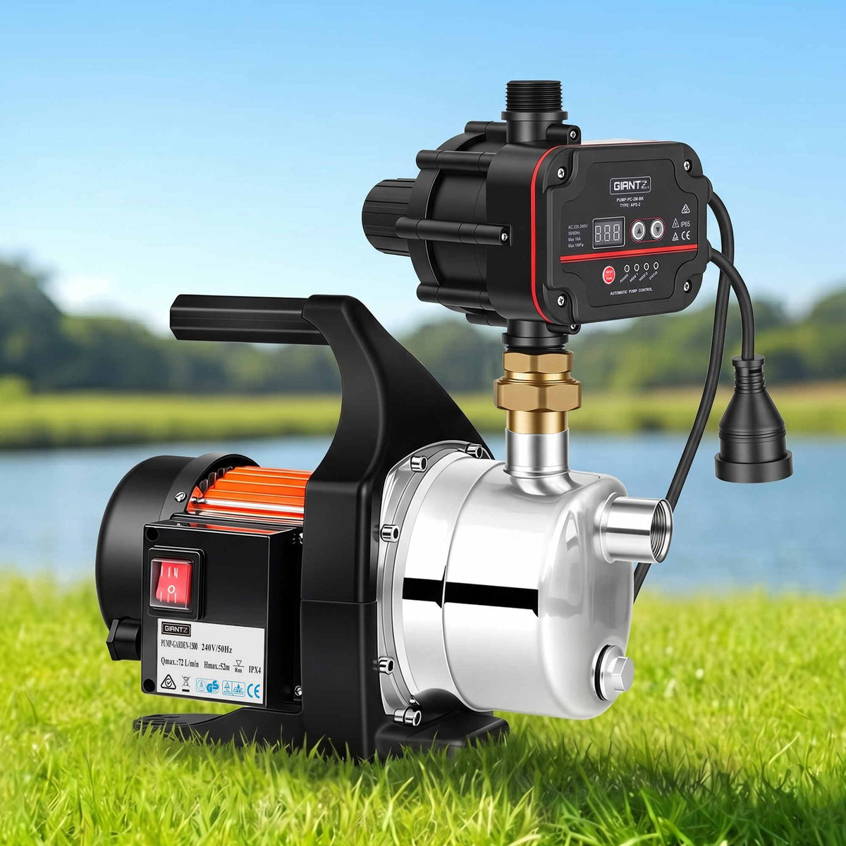 Giantz Garden Water Pump Auto Controller Tank Rain Farm Irrigation 1500W Max