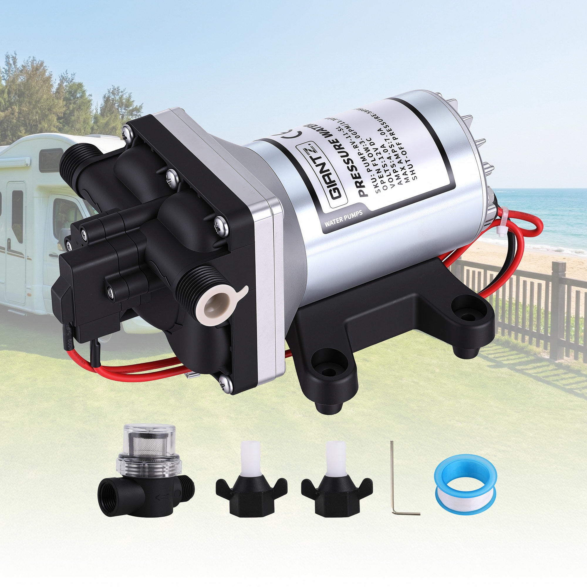 Giantz 12V DC Water Pump 3 GPM Self-Priming RV Water Pressure Pump with Automatic Pressure Switch