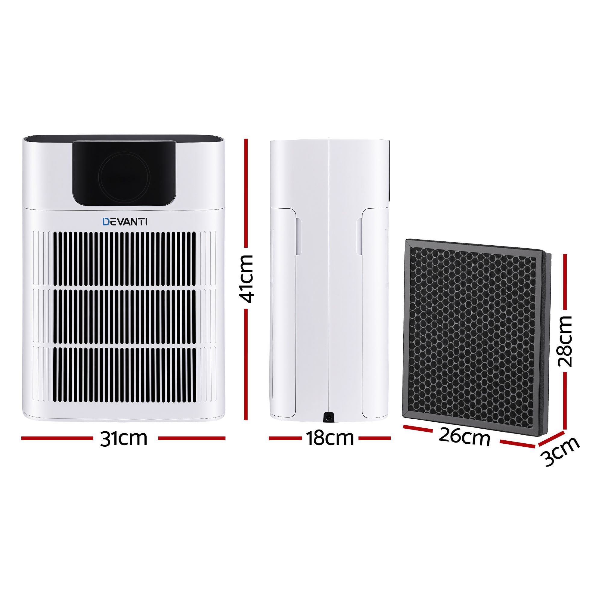 Devanti Pet Air Purifier H12 HEPA Filter Cleaner Replacement Filter White
