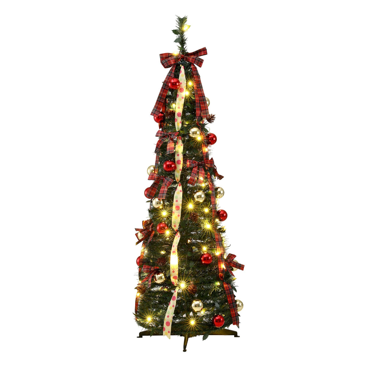 Jingle Jollys Pop Up Christmas Tree Pre Decorated Artificial 160cm