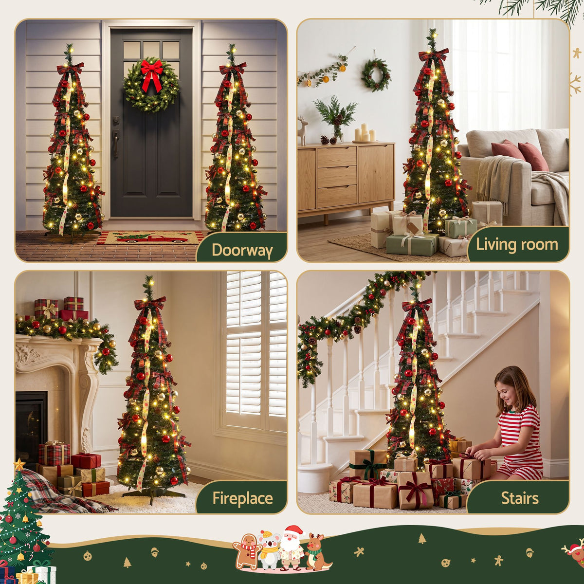 Jingle Jollys Pop Up Christmas Tree Pre Decorated Artificial 160cm