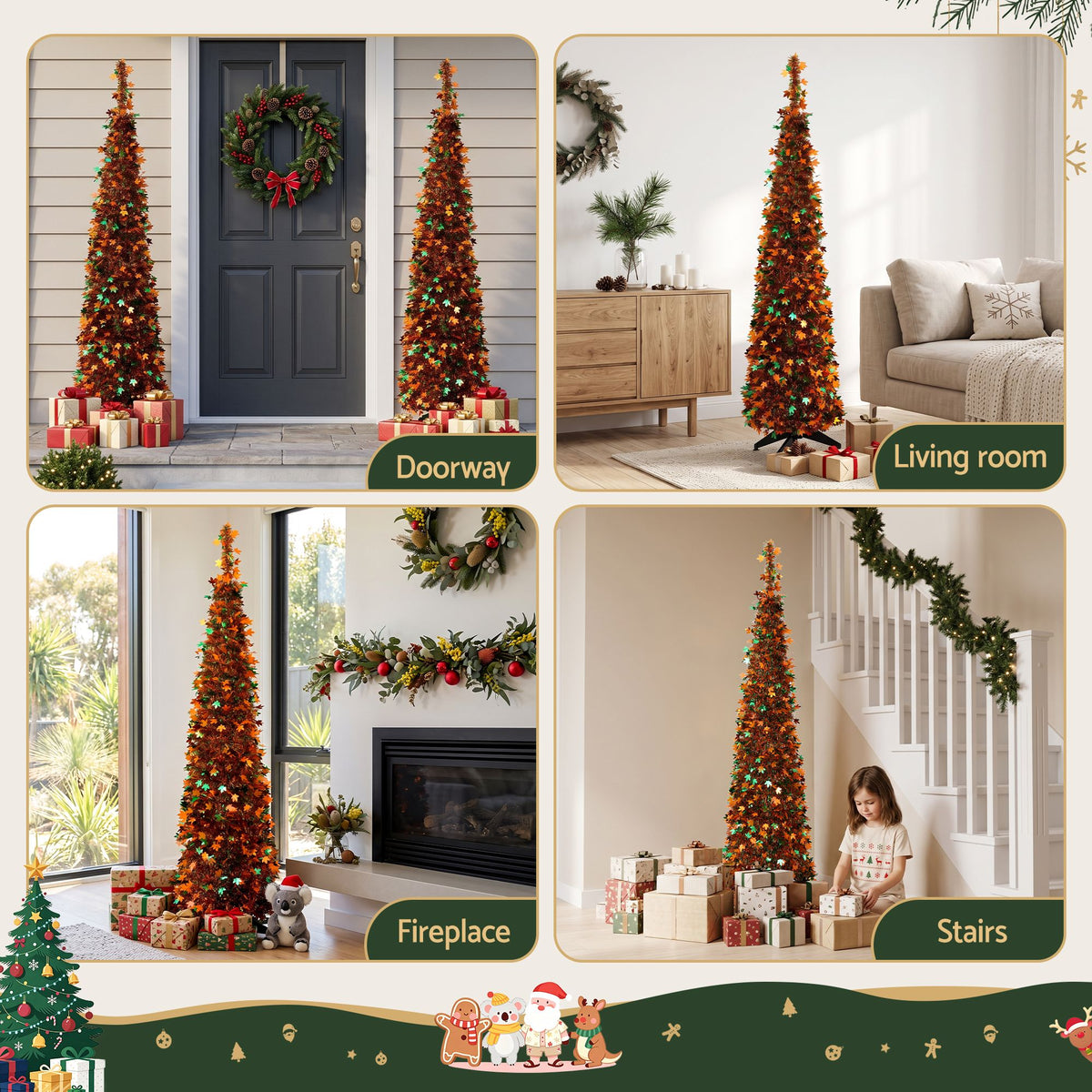 Jingle Jollys 160cm Pop Up Artificial Christmas Tree Golden Maple Leaf