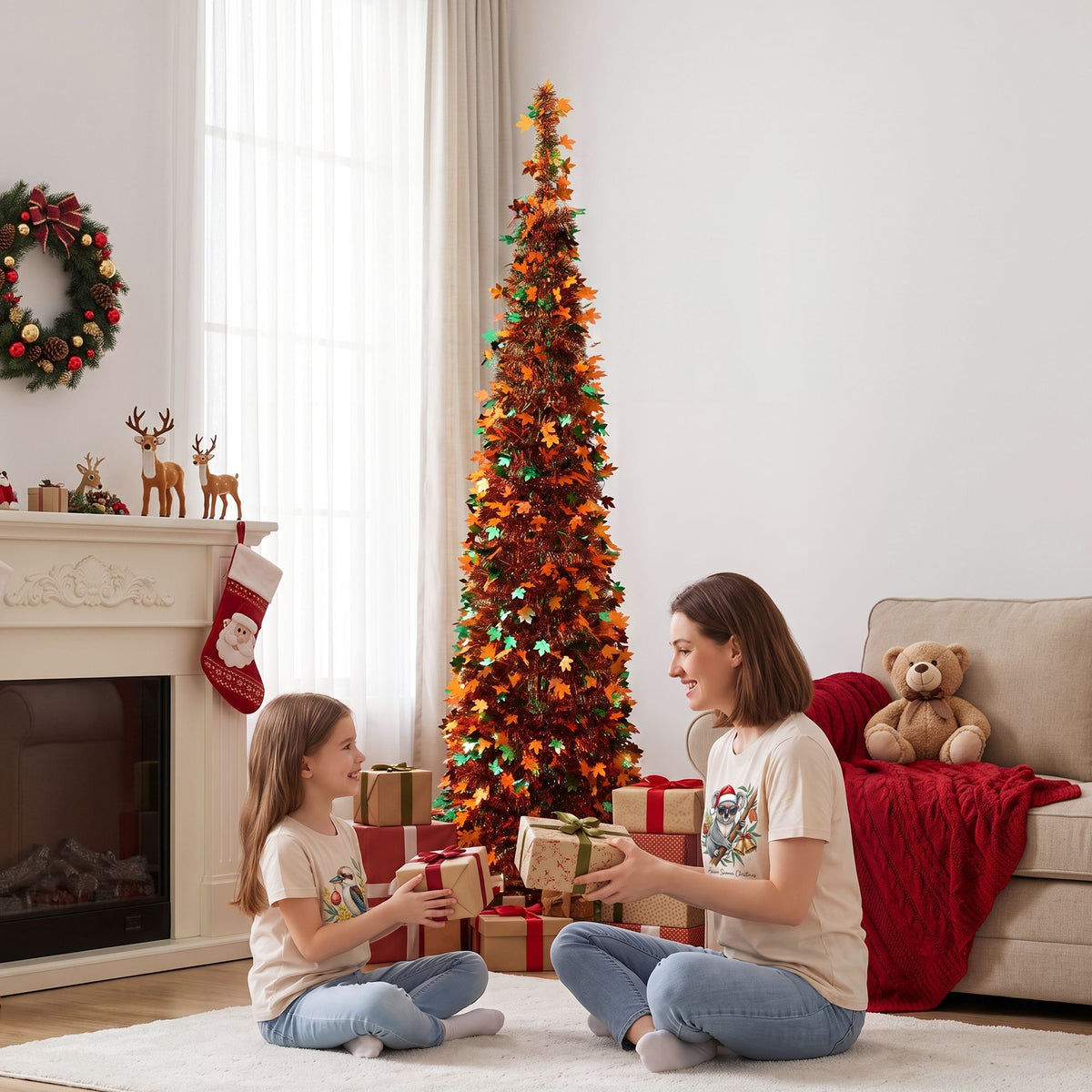 Jingle Jollys 160cm Pop Up Artificial Christmas Tree Golden Maple Leaf