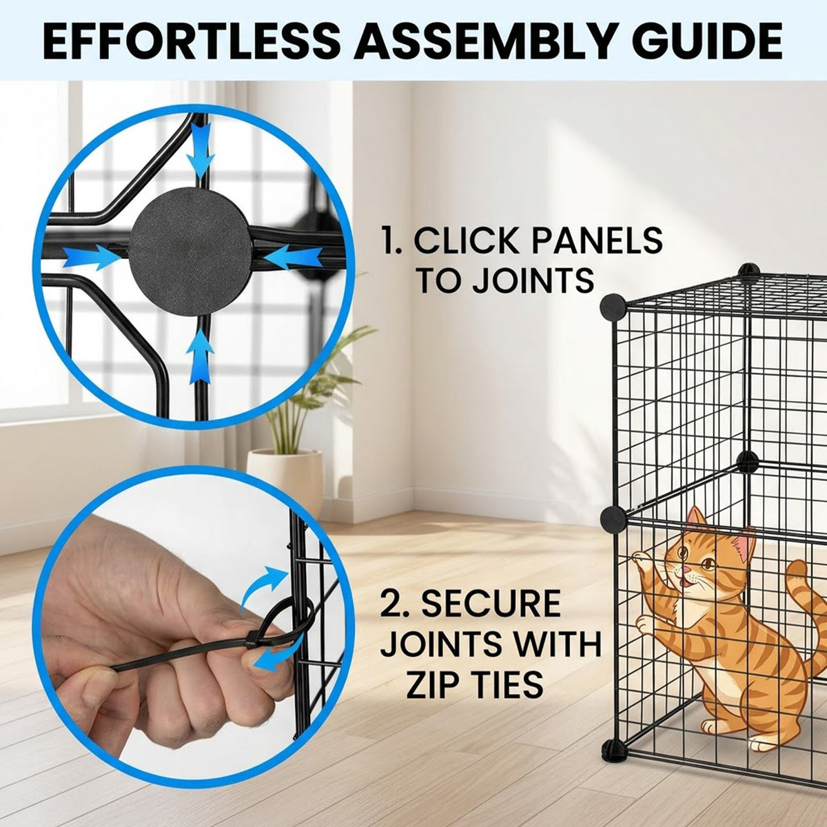 107cm 3 Tier Large Cat Cage with Hammock Sky Window Small Pet Playpen Black