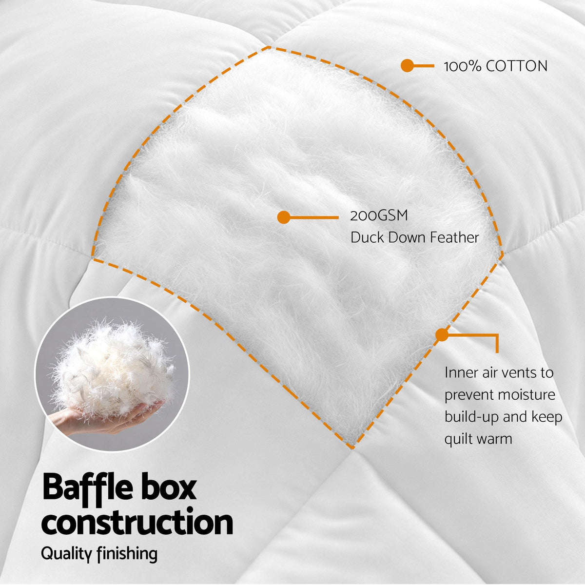 Giselle Bedding Super King Quilt, 200GSM Summer Duck Down Feather Doona Insert