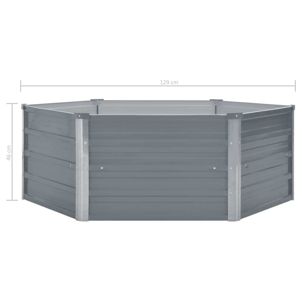 Raised Garden Bed 129x129x46 cm Galvanised Steel Grey