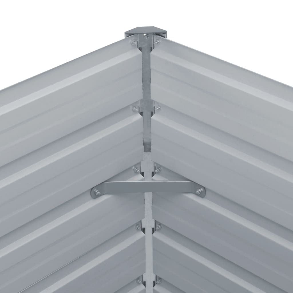 Raised Garden Bed 129x129x46 cm Galvanised Steel Grey
