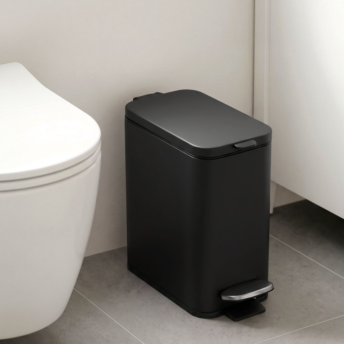 Cefito Pedal Rubbish Bin Trash Can Carbon Steel Removable Bucket 5L Black