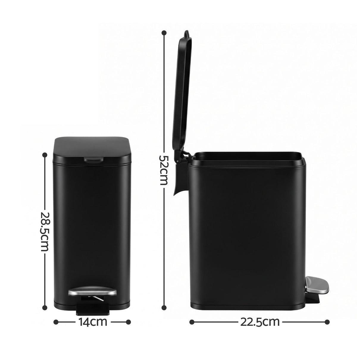 Cefito Pedal Rubbish Bin Trash Can Carbon Steel Removable Bucket 5L Black