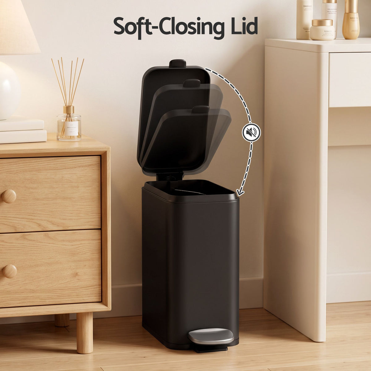 Cefito Pedal Rubbish Bin Trash Can Carbon Steel Removable Bucket 5L Black