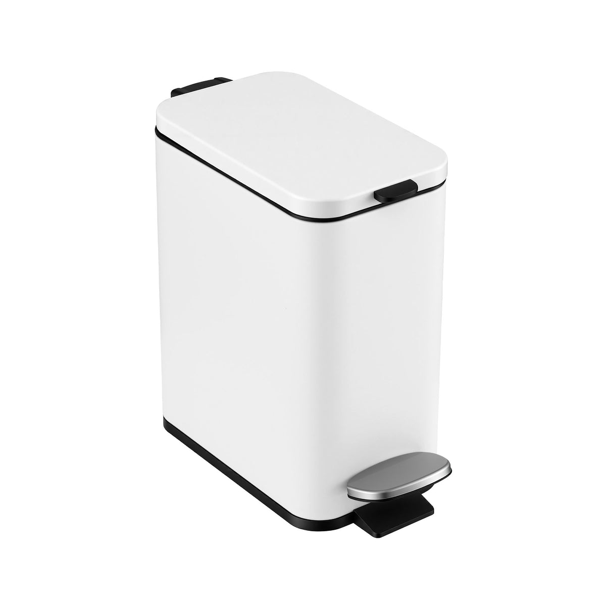 Cefito Pedal Rubbish Bin Trash Can Carbon Steel Removable Bucket 5L White