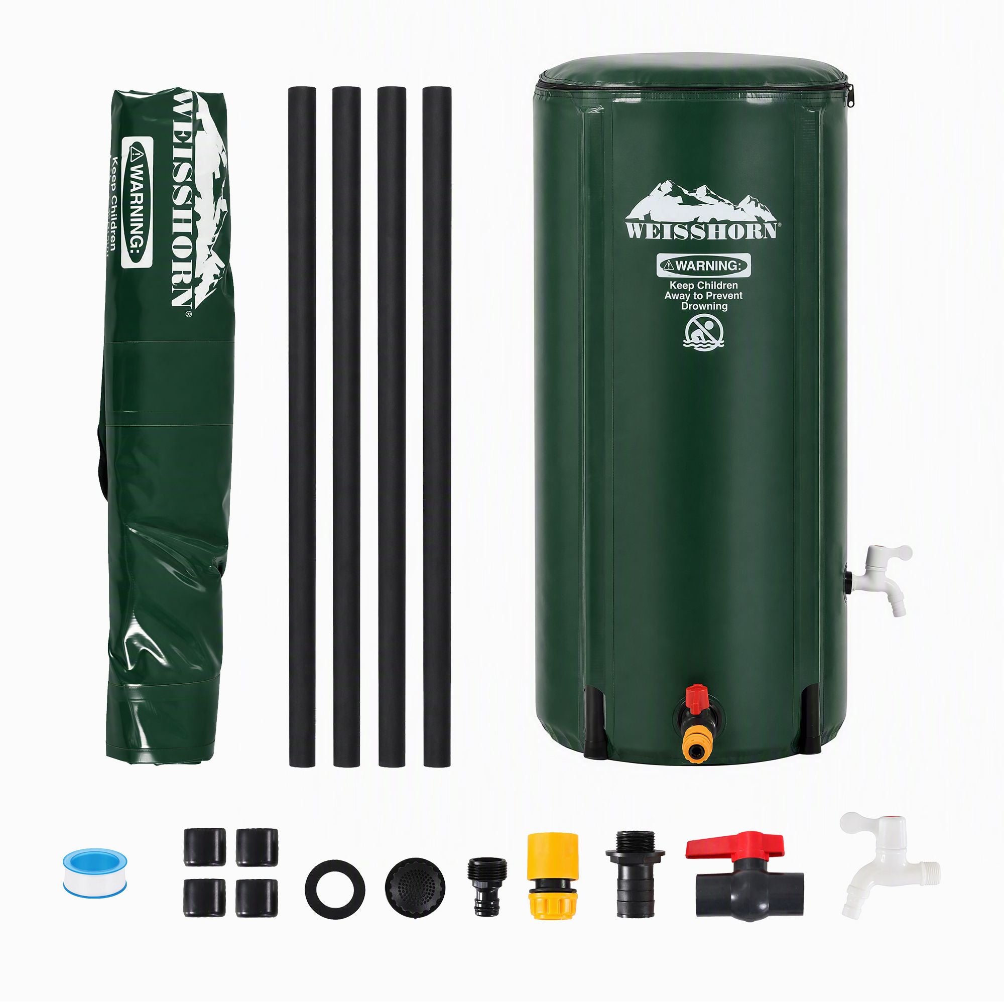 Weisshorn 100L Collapsible Rain Barrel PVC Water Tank Storage Irrigation Green