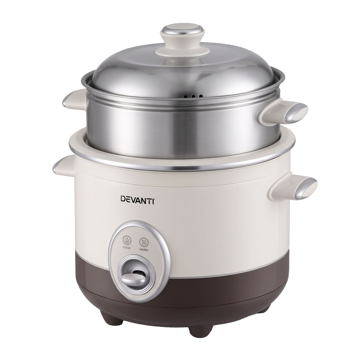 Devanti 3L Rice Cooker Small 6 Cup Multi Steamer Dual-Level Ceramic