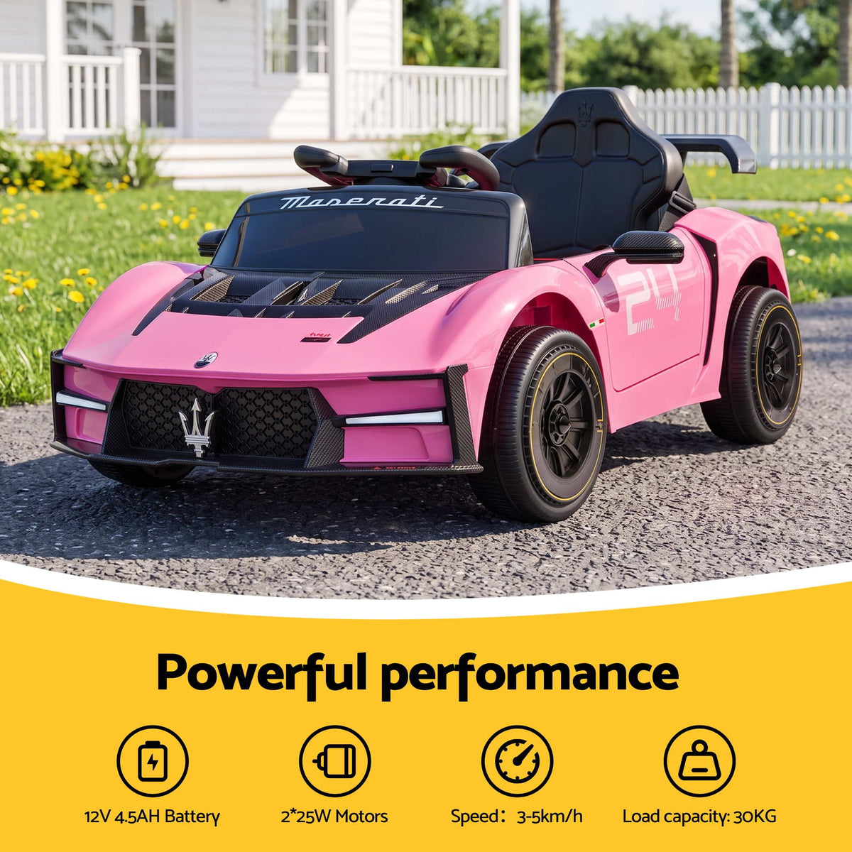 Ride On Car Maserati Licensed MCXtrema Car for Kids 12V Remote Control Pink